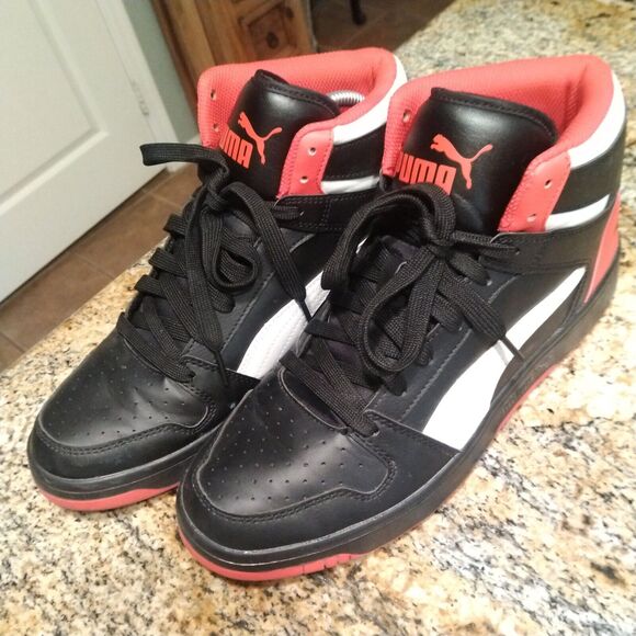 Puma Men's Rebound Layup 369573-15 Black Red Basketball Shoes Sneakers Size 10